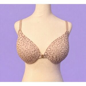 Victoria Secret Incredible Size 34DDD Grey Cheetah Print Lightly Lined Demi Bra